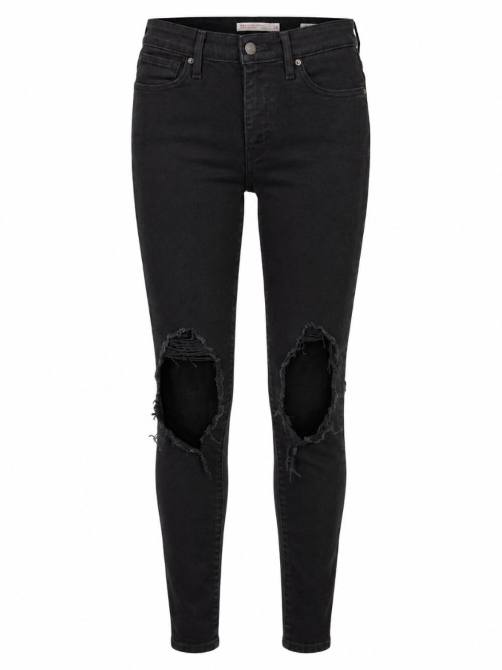 Levi’s 721 Black High Rise Ripped Skinny Jeans W26 L30